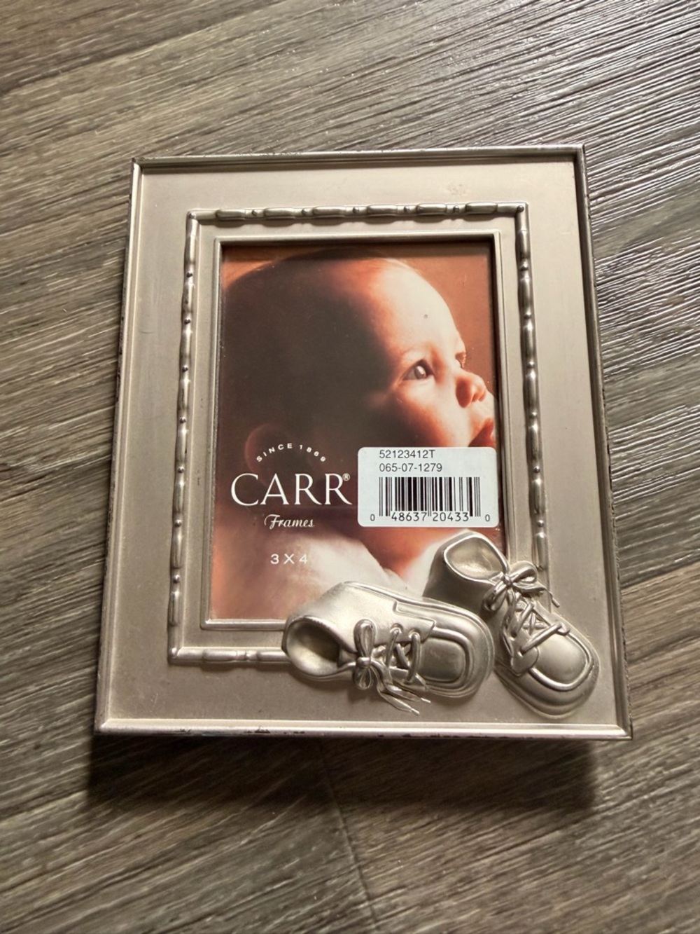 Kids Silver Baby Shoes Photo Frame - 3x4